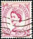 UNITED KINGDOM - CIRCA 1952: A stamp printed in United Kingdom shows a portrait of Queen Elizabeth II, circa 1952. Royalty Free Stock Photo