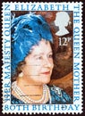 UNITED KINGDOM - CIRCA 1980: A stamp printed in United Kingdom shows Queen Elizabeth the Queen Mother, circa 1980.