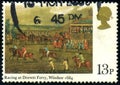 UNITED KINGDOM - CIRCA 1979: stamp printed by UK shows painting `Racing at Dorsett Ferry, Windsor` by Francis Barlow, 1684,