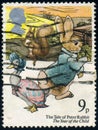 UNITED KINGDOM - CIRCA 1979: stamp printed by UK shows The Tale of Peter Rabbit fairytale illustration, International Year of the
