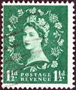 UNITED KINGDOM - CIRCA 1952: A stamp printed in United Kingdom shows Queen Elizabeth II, circa 1952. Royalty Free Stock Photo