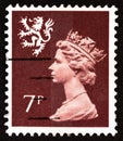 UNITED KINGDOM - CIRCA 1978: A stamp printed in United Kingdom shows Queen Elizabeth II and Royal Arms of Scotland, circa 1978.