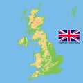 United Kingdom. Detailed physical map of the Great Britain colored according to elevation, with rivers, lakes, mountains Royalty Free Stock Photo