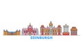 United Kingdom, Edinburgh line cityscape, flat vector. Travel city landmark, oultine illustration, line world icons