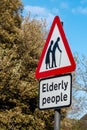 United Kingdom Elderly people warning sign post Royalty Free Stock Photo