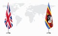United Kingdom and Kingdom of eSwatini - Swaziland flags for offi