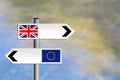 United Kingdom, EU road sign. Different directions.