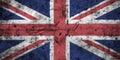 United kingdom flag with high detail of old dirty crumpled paper . 3D illustration. Royalty Free Stock Photo