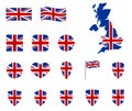 United kingdom flag icons set, national symbol of the Great Britain - Union Jack, UK icons Royalty Free Stock Photo