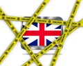 United Kingdom flag and yellow ribbons with Omicron virus Royalty Free Stock Photo