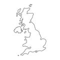 The United Kingdom of Great Britain and Northern Ireland map black contour curves of illustration Royalty Free Stock Photo