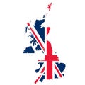 United Kingdom of Great Britain and Northern Ireland map on white background with clipping path Royalty Free Stock Photo