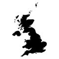 United Kingdom of Great Britain and Northern Ireland, UK - solid black silhouette map of country area. Simple flat Royalty Free Stock Photo