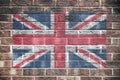 United Kingdom Great Britain union jack flag on brick wall background Royalty Free Stock Photo