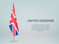 United Kingdom hanging flag on stand. Template forconference ban