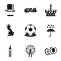 United Kingdom icons set, simple style Royalty Free Stock Photo