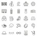 United Kingdom Icons Thin Line Vector Illustration Set