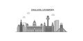 United Kingdom, Liverpool city skyline isolated vector illustration, icons Royalty Free Stock Photo