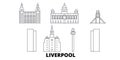 United Kingdom, Liverpool line travel skyline set. United Kingdom, Liverpool outline city vector illustration, symbol Royalty Free Stock Photo