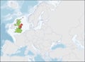 United Kingdom location on Europe map, vector illustration