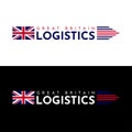 United Kingdom Logistic Logo. With arrow moving forward for courier delivery or transportation and shipping service. Logistics