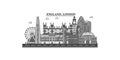 United Kingdom, London city skyline isolated vector illustration, icons Royalty Free Stock Photo