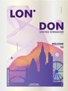 United Kingdom London skyline gradient poster