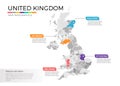 United Kingdom map infographics vector template with regions and pointer marks Royalty Free Stock Photo