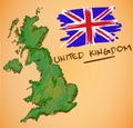 United Kingdom Map and National Flag Vector Royalty Free Stock Photo