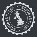 United Kingdom Map Seal. Silhouette Postal Passport Stamp. Round Vector Icon Postmark. Royalty Free Stock Photo