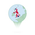 United Kingdom map, stylish location icon with United Kingdom map and flag