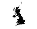 UK Map. United Kingdom Country Map. Black and White Great Britain British National Nation Geography Outline Border Boundary Territ