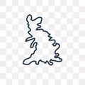 United Kingdom map vector icon isolated on transparent background, linear United Kingdom map transparency concept can be used web Royalty Free Stock Photo