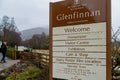 Overcast view of a sign in the Glenfinnan Monument