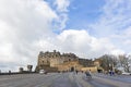 Sunny exterior view of the famous Edinburgh Castle