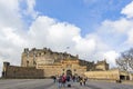 Sunny exterior view of the famous Edinburgh Castle