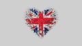 United Kingdom. National Day. Heart shape made out of flowers on white background