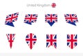 United Kingdom national flag collection, eight versions of United Kingdom vector flags Royalty Free Stock Photo