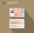 United Kingdom national identity card. Front and back view.