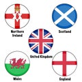 United Kingdom and Northern Ireland 3D Flag vector Icon set with Union Jack, Wales, Scotland, England flags in Europe. Royalty Free Stock Photo