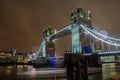 Illuminated glow Tower Bridge in London at night Royalty Free Stock Photo