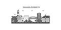 United Kingdom, Plymouth city skyline isolated vector illustration, icons