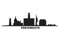 United Kingdom, Portsmouth city skyline isolated vector illustration. United Kingdom, Portsmouth travel black cityscape Royalty Free Stock Photo