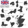 United Kingdom and regions of England Royalty Free Stock Photo