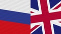 United Kingdom and Russia Flags Together Fabric Texture Illustration Royalty Free Stock Photo