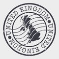 United Kingdom Stamp Postal. Map Silhouette Seal. Passport Round Design. Vector Icon. Design Retro Travel.