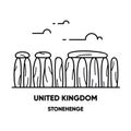 United Kingdom, Stonehenge, vector travel illustration