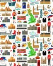 United Kingdom Travel Map. Seamless Travel pattern of United Kingdom.Vector Illustration.