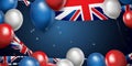 United Kingdom union jack flag bunting and party balloons. UK celebration background. Generative ai Royalty Free Stock Photo