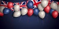 United Kingdom union jack flag bunting and party balloons. UK celebration background. Generative ai Royalty Free Stock Photo